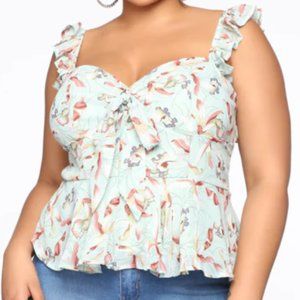 FASHION NOVA Got Time To Grow Top, Blue, Women's Size 1X